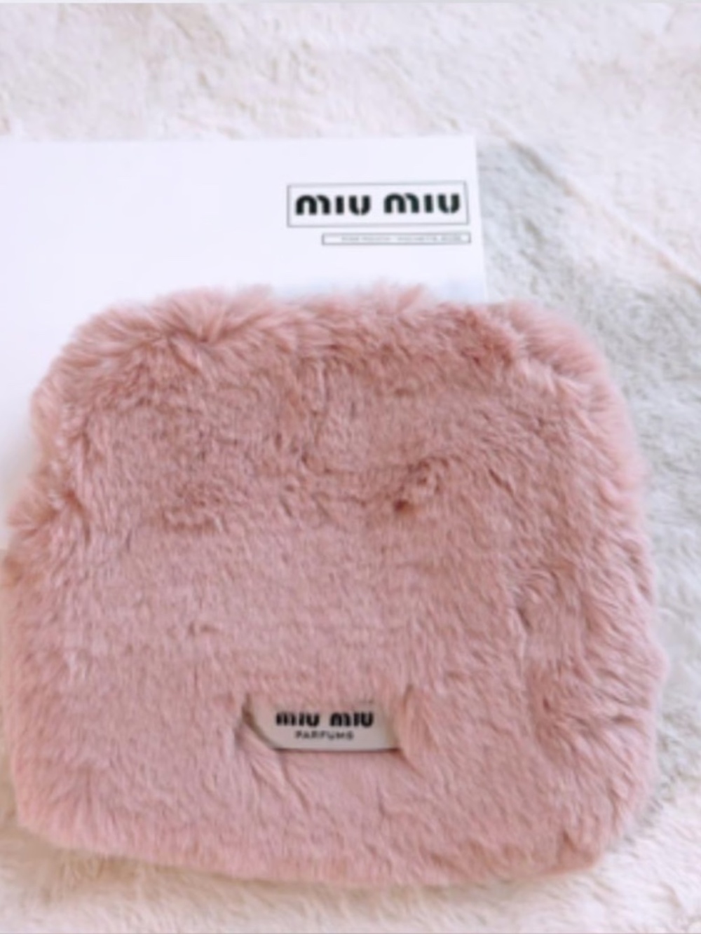 Miu Miu Fluffy Furry Rose Pink Pouch Pochette Cosmetic Bag NWT&B